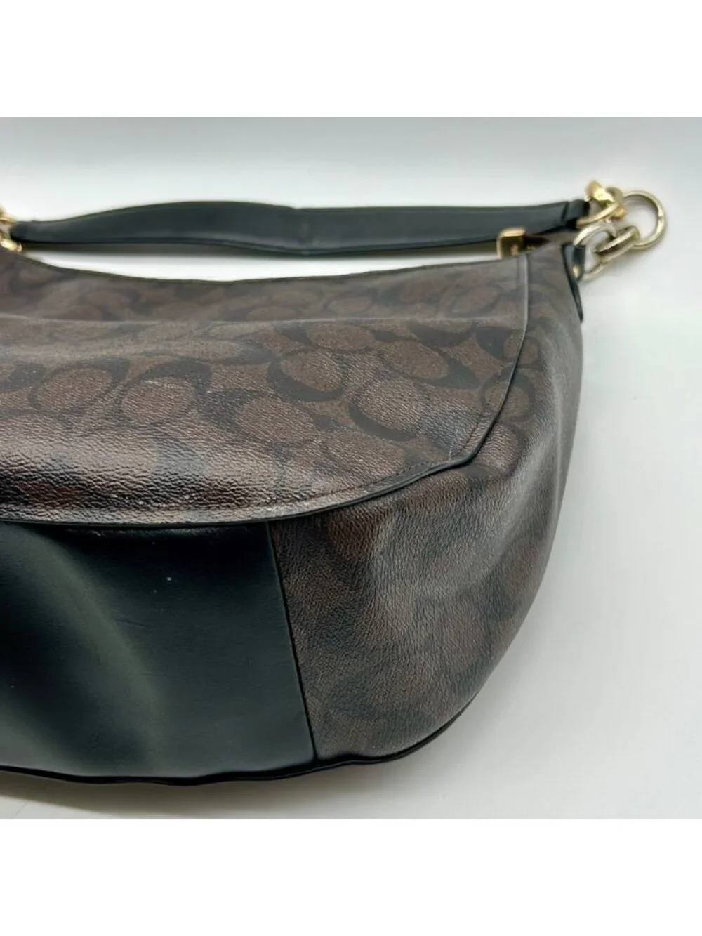 Coach Brown Signature Coated Canvas Hobo Shoulder Bag